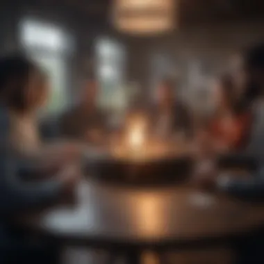 A diverse group of entrepreneurs discussing business strategies around a table.