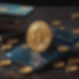 Credit card and cryptocurrency symbols combined