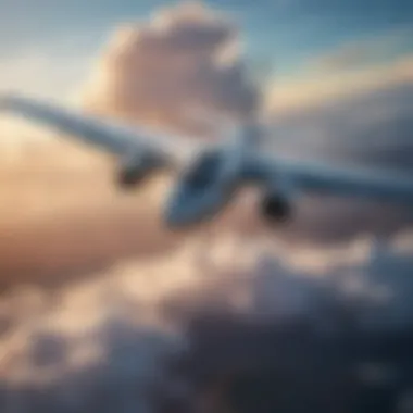 Aerial View of Airplane Flying in Sky