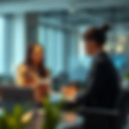 Young professionals discussing career paths