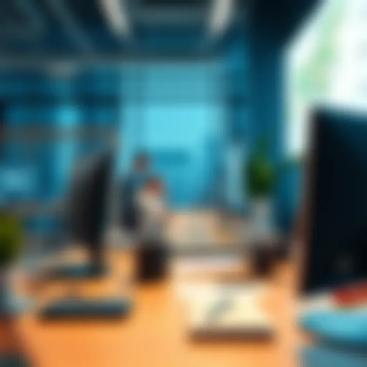 Innovative Work Environment Modern workspace with technology and innovation