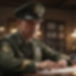 Military Officer Analyzing Retirement Pay Data