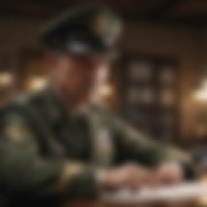 Military Officer Analyzing Retirement Pay Data