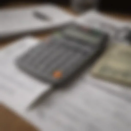 A calculator and tax forms on a desk, symbolizing financial planning.