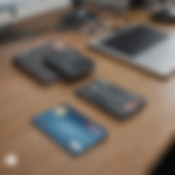 Elevated view of two premium credit cards on a sophisticated desk