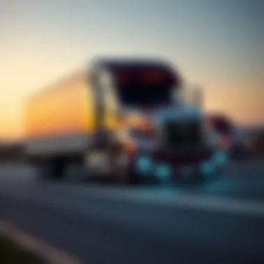 Modern semi truck on the road