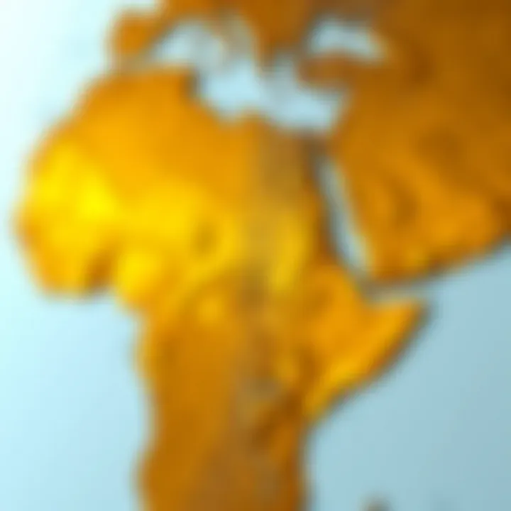 Map highlighting major gold mining regions
