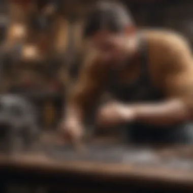 Artisan Crafting Metal Design Craftsman working on intricate metal design