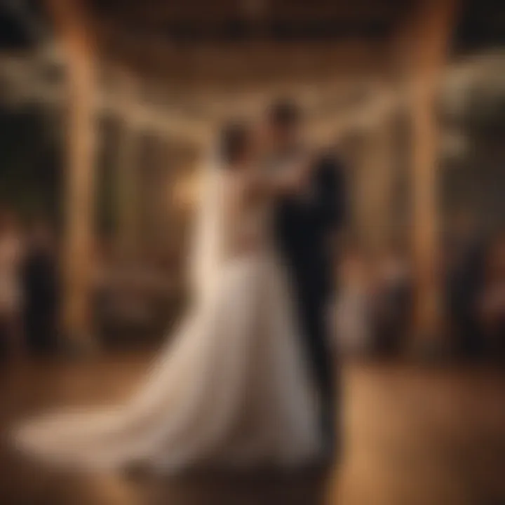 Bride and Groom Dancing Under Fairy Lights