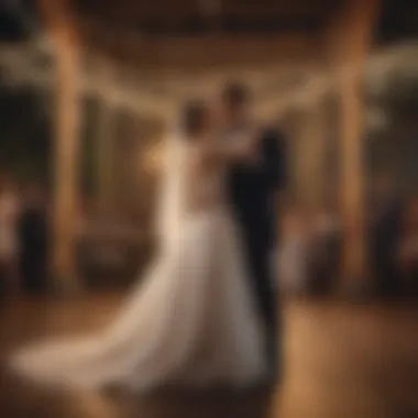 Magical Wedding Moment Bride and Groom Dancing Under Fairy Lights