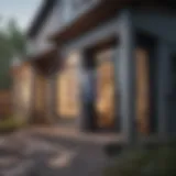 Modern home exterior with denied stamp