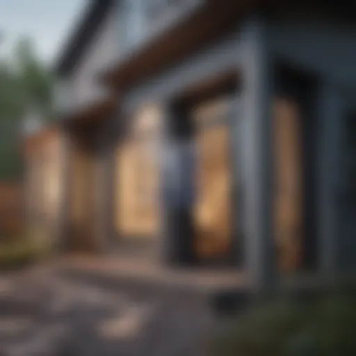 Modern home exterior with denied stamp