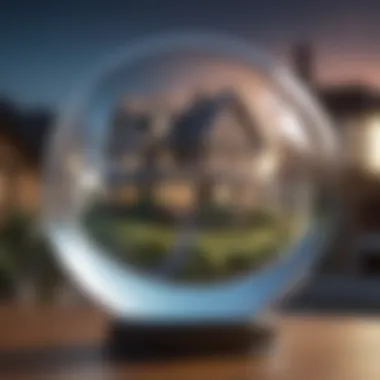 Foresight on Home Purchase Deposits Abstract illustration of a house in a crystal ball