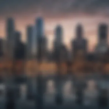 Cityscape Financial Analysis Detroit skyline with financial chart overlay