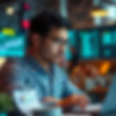 Analyzing Credit Report Data Illustration of a consumer analyzing credit report data