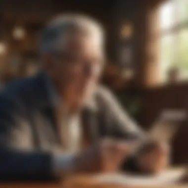Tech-Savvy Financial Management Elderly individual using specialized bill payment app
