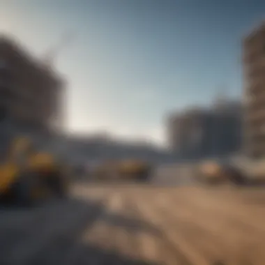 Modern construction site with advanced machinery