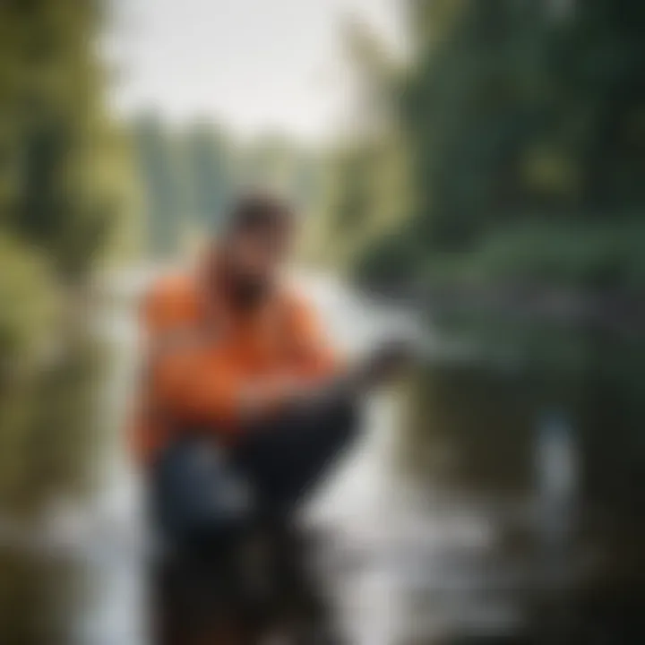 Environmental technician monitoring water quality