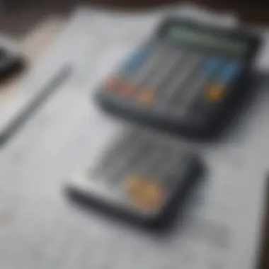 Precise Calculation Tools Illustration of calculator and budget spreadsheet