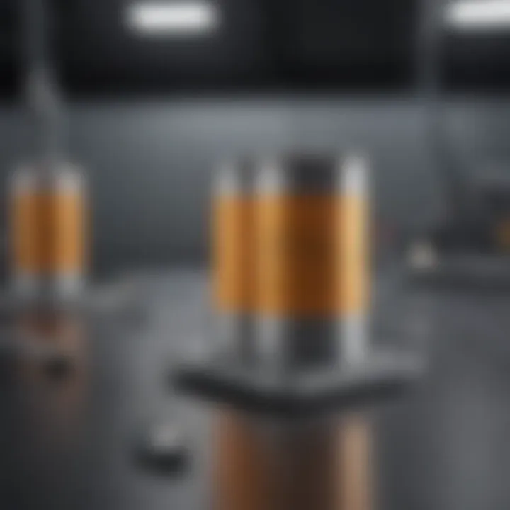 An innovative battery technology prototype displayed in a laboratory setting.