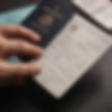 Traveler's hand holding passport with boarding pass