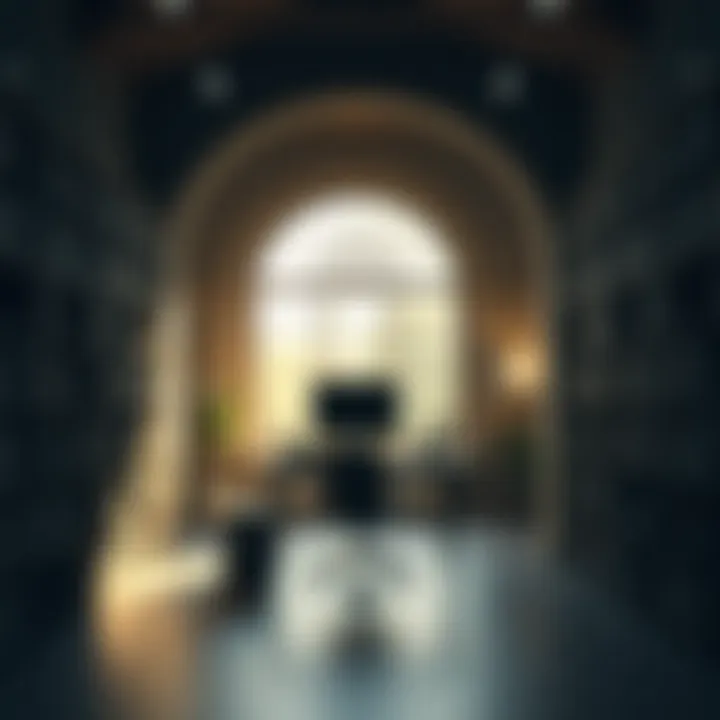 A quiet library filled with books and a solitary desk