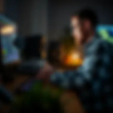 A programmer coding in a minimalist environment