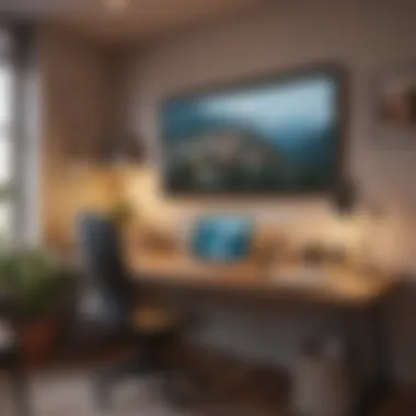Home Office with Job Opportunities A laptop with job listings on the screen in a cozy home office