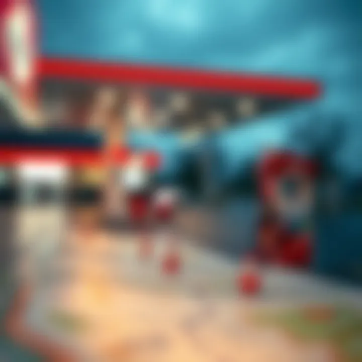 A map with marked gas stations and prices