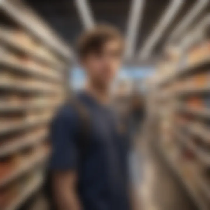 A teenager working at a retail store