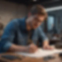 An artist sketching innovative designs