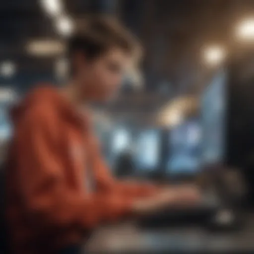 Teenager working on a computer