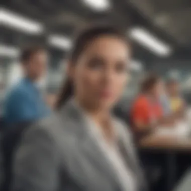 Diverse Job Roles in a Dynamic Workplace A bustling workplace environment showcasing diverse job roles.