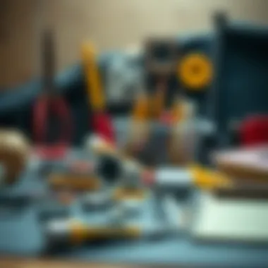 A collection of creative tools and materials