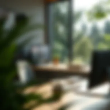 A serene workspace with nature view