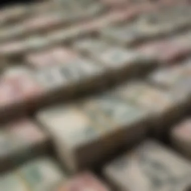 Diverse currency stacks Stacks of different foreign currencies