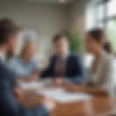 Financial Discussion on Home Loans A diverse group discussing financial options in a bright office setting