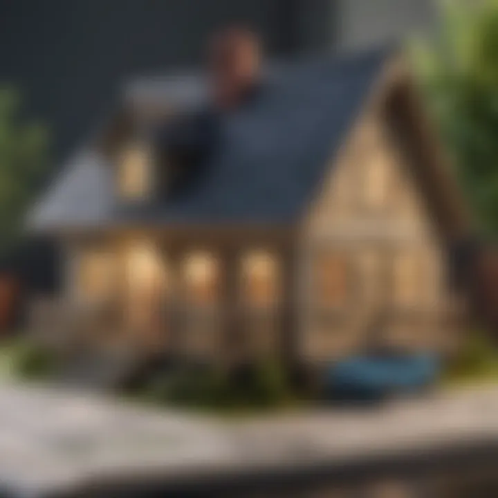 Illustration of a house with financial icons representing loans and mortgages