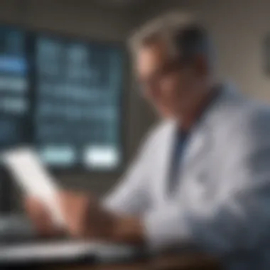 Reviewing Patient Data Radiology technician reviewing patient data