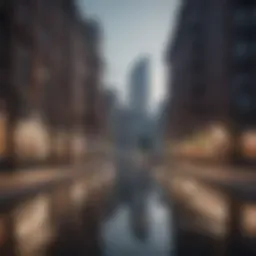 An urban landscape highlighting renovated buildings