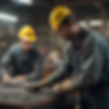 Collaboration in Sheet Metal Projects Sheet metal workers collaborating on a project