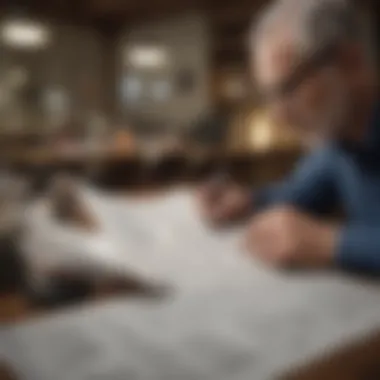 Financial Reflection A thoughtful person reviewing financial documents
