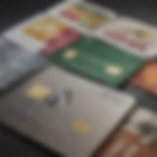 A close-up of various associated bank cards showcasing their unique designs and features