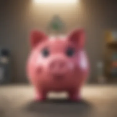 Whimsical Piggy Bank Representing Savings Aspirations A whimsical piggy bank in vibrant colors, symbolizing childhood savings and financial aspirations.