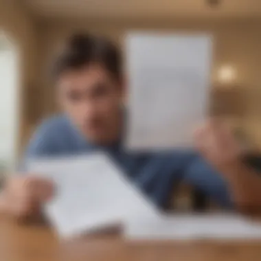 Frustrated Reaction to Loan Denial Letter Frustrated person looking at loan denial letter