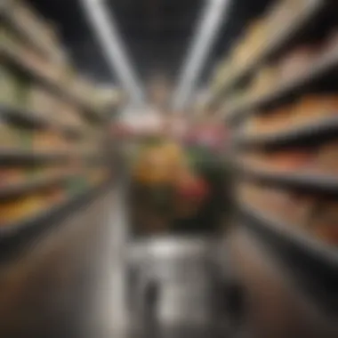 Smart Grocery Shopping Shopping cart filled with budget-friendly groceries