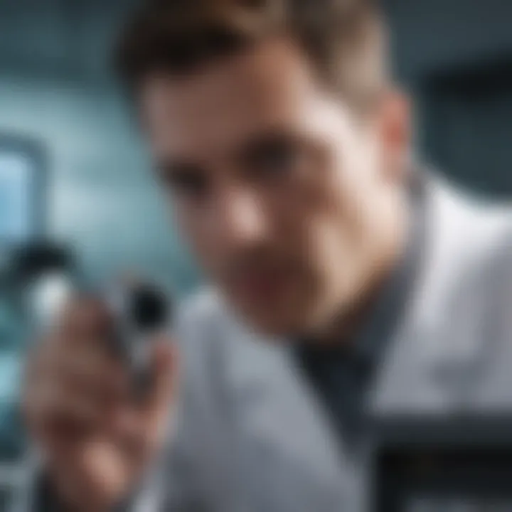 Forensic scientist working with advanced laboratory equipment