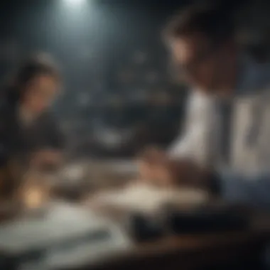Forensic scientist collaborating with legal professionals on a case
