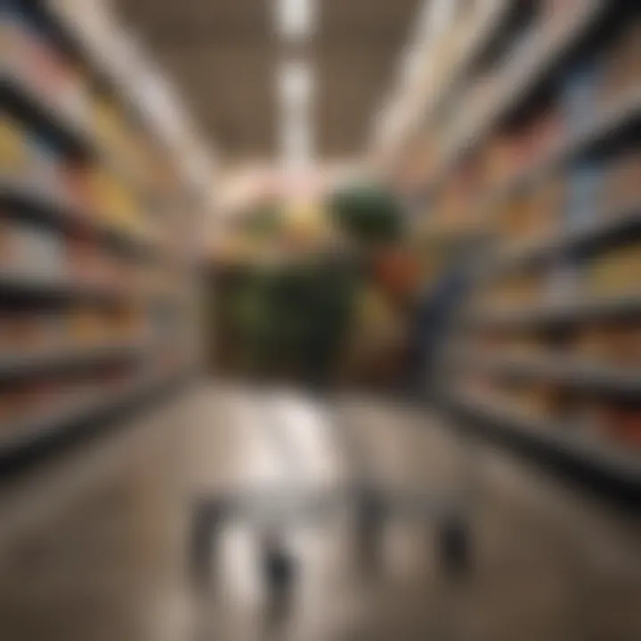 Smart shopping cart filled with groceries