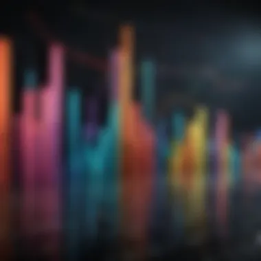 Visualizing Stock Market Trends Abstract representation of stock market fluctuations through colorful geometric patterns